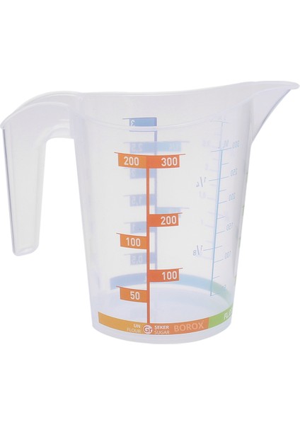 Kulplu Plastik Beher 300 mL - Renkli Ölçekli
