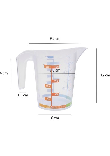 Kulplu Plastik Beher 300 mL - Renkli Ölçekli