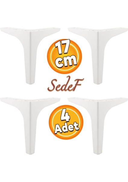 Sedef Lüks Mobilya Kanepe Sehpa Tv Ünitesi Koltuk Ayağı 17 cm Beyaz Ayak 4 Adet