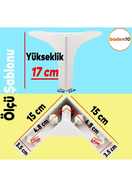 Sedef Lüks Mobilya Kanepe Sehpa Tv Ünitesi Koltuk Ayağı 17 cm Beyaz Ayak 4 Adet