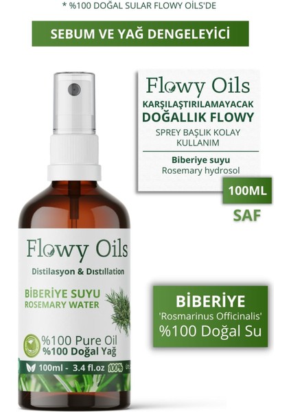 Biberiye Suyu Sebum ve Yağ Dengeleyici Cam Şişe %100 Tam Saf Doğal Yağlı Hidrosöl Rosemary 100ML