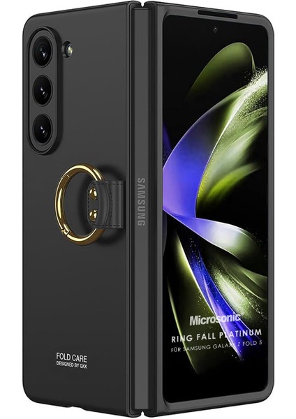 Samsung Galaxy Z Fold 5 Kılıf Ring Fall Platinum Siyah