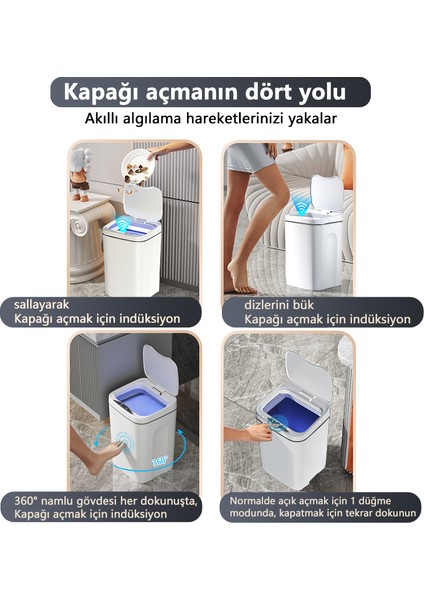 12 Lt Akıllı Sensörlü Çöp Kutusu - Beyaz (Yurt Dışından)
