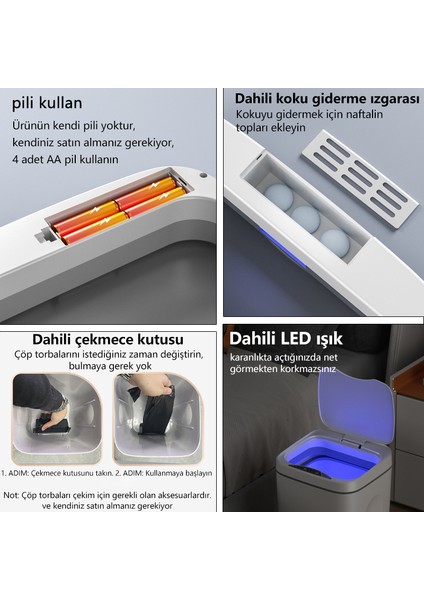 12 Lt Akıllı Sensörlü Çöp Kutusu - Beyaz (Yurt Dışından)