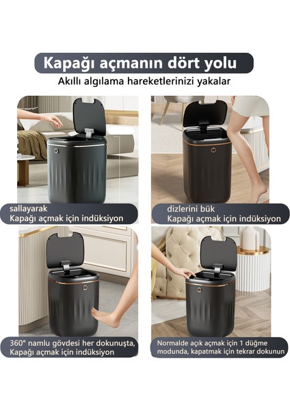 24 Lt Otomatik Akıllı Çöp Kutusu - Siyah (Yurt Dışından)