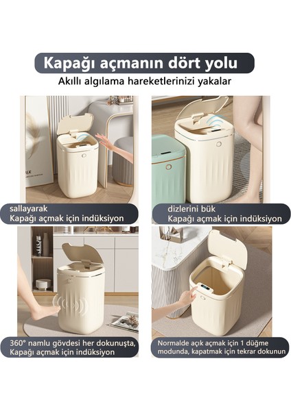 24 Lt Otomatik Akıllı Çöp Kutusu - Krem (Yurt Dışından)