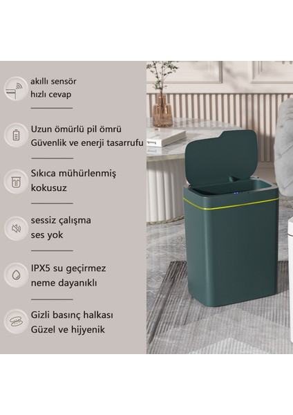 15 Lt Akıllı Çöp Kutusu - Yeşil (Yurt Dışından)