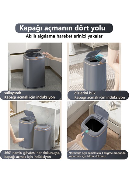 35 Lt Büyük Kapasiteli Akıllı Çöp Kutusu - Gri (Yurt Dışından)