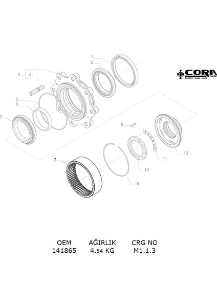 Gear Carrora Diferansiyel Çember Dişilisi OEM/141865