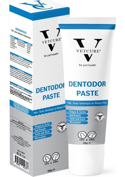 Dentodor Kedi ve Köpek Ağız Kokusu Giderme ve Tartar Desteği Paste 100 gr