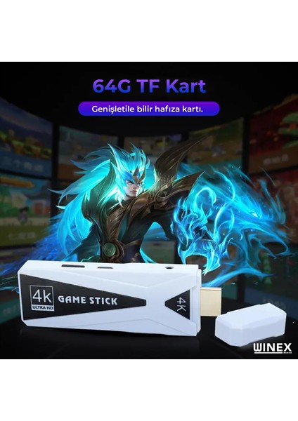 4K Android Tv Stick ve Retro Game Konsol 10000 Oyunlu 64GB