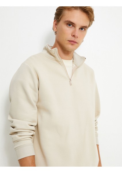 Yarım Fermuarlı Sweatshirt Dik Yaka Uzun Kollu fiyatları