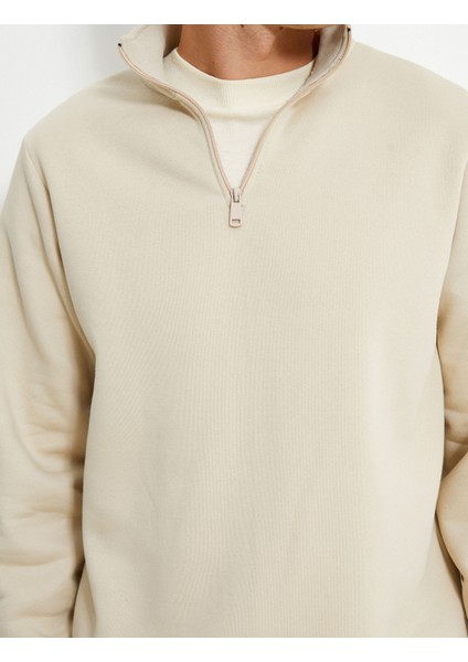 Yarım Fermuarlı Sweatshirt Dik Yaka Uzun Kollu modelleri