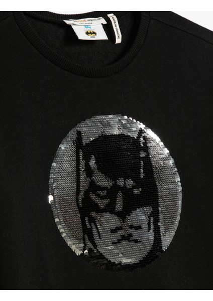 Batman Sweatshirt Lisanslı Pullu Payetli Şardonlu Bisiklet Yaka modelleri