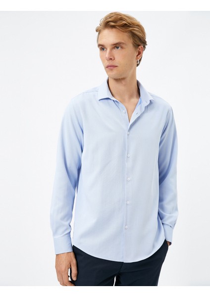 Basic Gömlek Klasik Yaka Düğmeli Uzun Kollu Non Iron