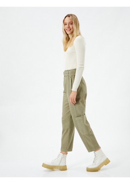 Kargo Pantolon Kemerli Cep Detaylı Pamuklu