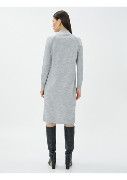 Midi Triko Elbise Dik Yaka Uzun Kollu fırsatları