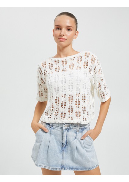 Uzun Kollu Tişört Ajurlu Bisiklet Yaka Kısa Kollu modelleri