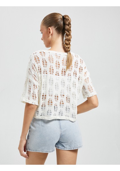 Uzun Kollu Tişört Ajurlu Bisiklet Yaka Kısa Kollu fırsatları