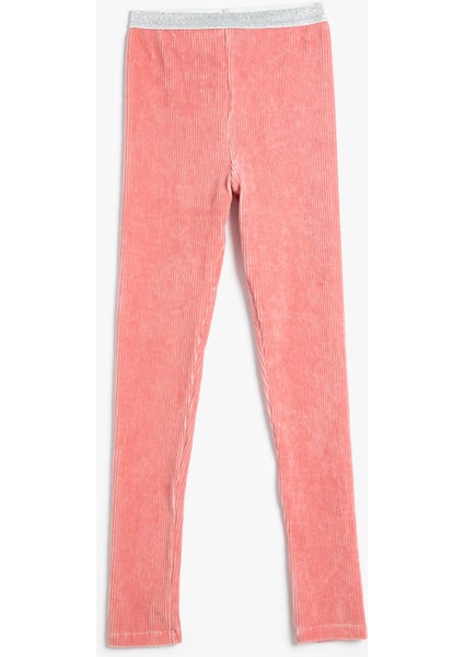 Kadife Tayt Fitilli Simli Beli Lastikli