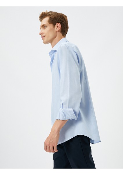 Klasik Gömlek Manşet Yaka Uzun Kollu Düğmeli Non Iron