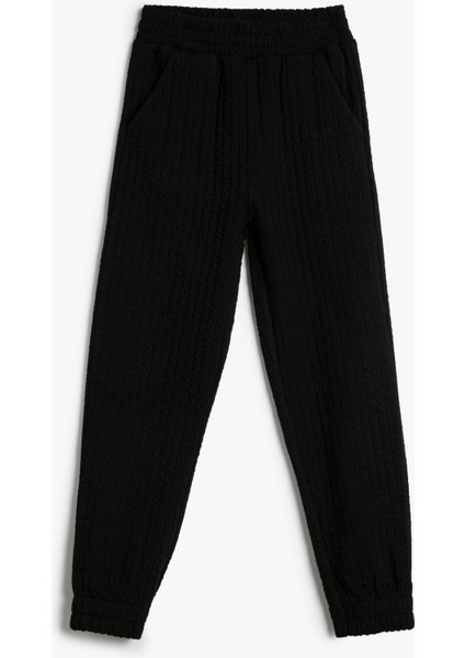 Basic Jogger Eşofman Altı Dokulu Beli Lastikli Cepli