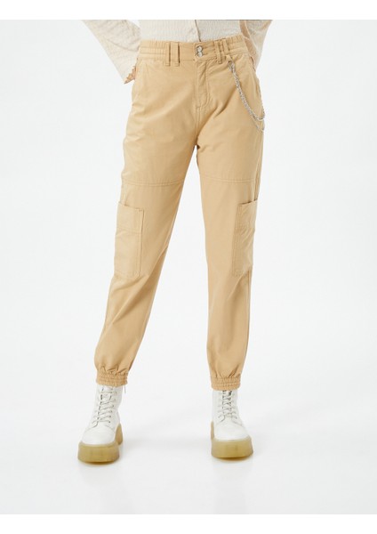 Jogger Pantolon Zincir Detaylı Cepli Beli Lastikli modelleri