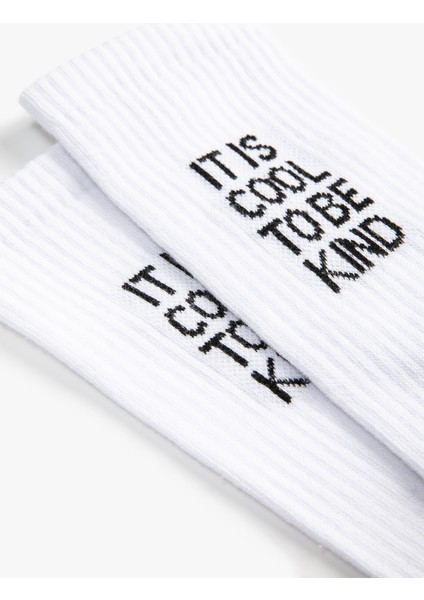 Soket Çorap Slogan İşlemeli modelleri