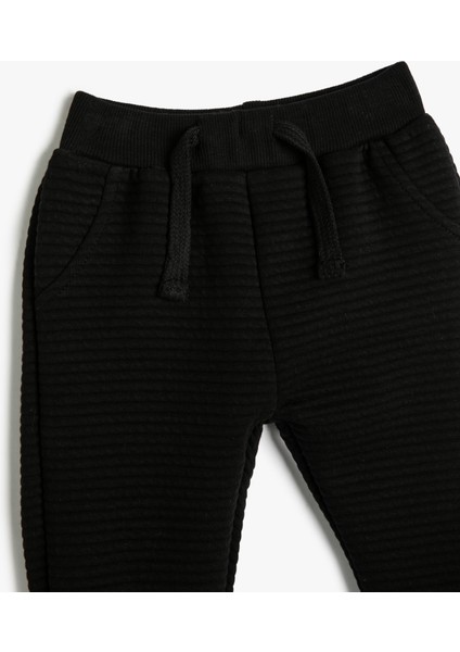 Jogger Eşofman Altı Dokulu Beli Bağlamalı Pamuklu modelleri