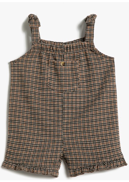 Tulum Şort Askılı Cepli Fırfır Detaylı