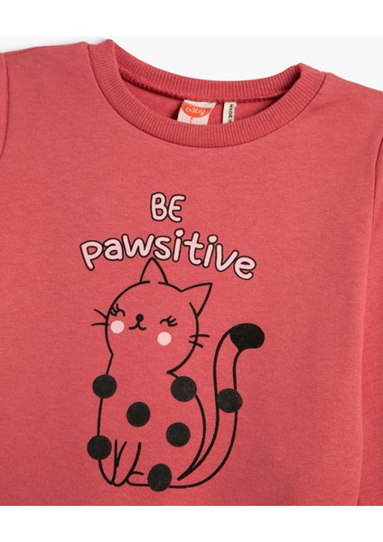 Baskılı Sweatshirt Şardonlu Bisiklet Yaka Pamuklu modelleri