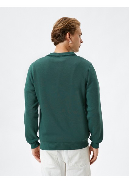 Yarım Fermuarlı Sweatshirt Dik Yaka Uzun Kollu