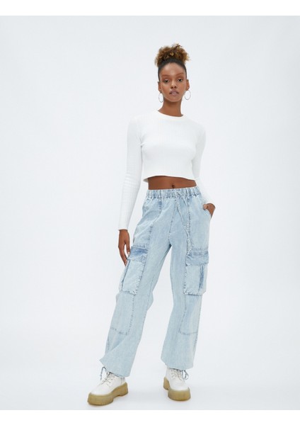 Kot Kargo Pantolon Cep Detaylı Beli Bağcıklı - Baggy Jean modelleri
