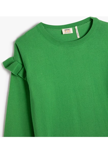 Basic Sweatshirt Fırfır Detaylı Bisiklet Yaka Uzun Kollu modelleri