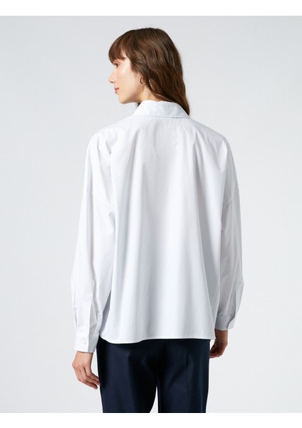 Basic Gömlek Uzun Kollu Düğmeli Cep Detaylı Pamuklu fırsatları