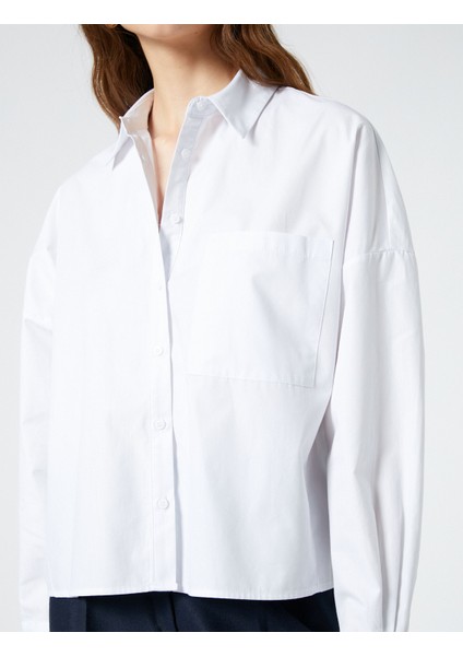 Basic Gömlek Uzun Kollu Düğmeli Cep Detaylı Pamuklu indirimleri