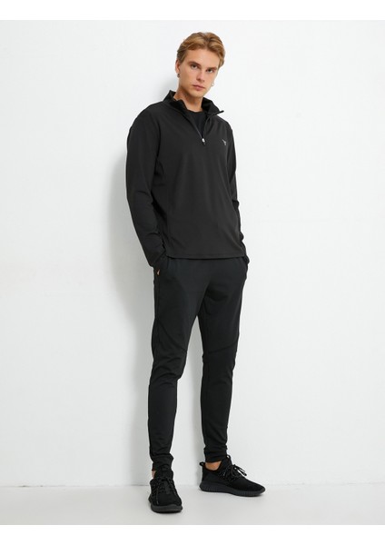 Spor Sweatshirt Dik Yaka Yarım Fermuarlı Baskılı Uzun Kollu fiyatları