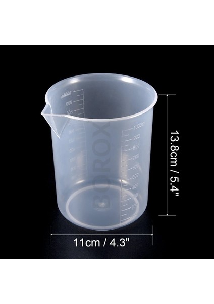 Plastik Beher 1000mL - Kabartma Dereceli Ölçülü - Kırılmaya Dayanıklı - Kalın Duvarlı