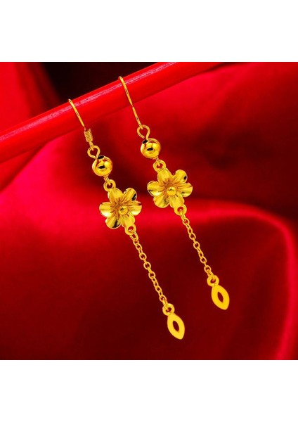 Vietnamca Kum Altın Küpeler Kadın Küpeleri Küpeler Uzun Süre Solmaz Tavus Kuşu Anka Kuşu Transfer Boncukları Yaprak Püskül Buzlu Küpeler (Yurt Dışından)