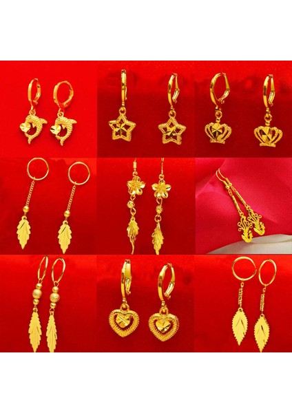 Vietnamca Kum Altın Küpeler Kadın Küpeleri Küpeler Uzun Süre Solmaz Tavus Kuşu Anka Kuşu Transfer Boncukları Yaprak Püskül Buzlu Küpeler (Yurt Dışından) modelleri