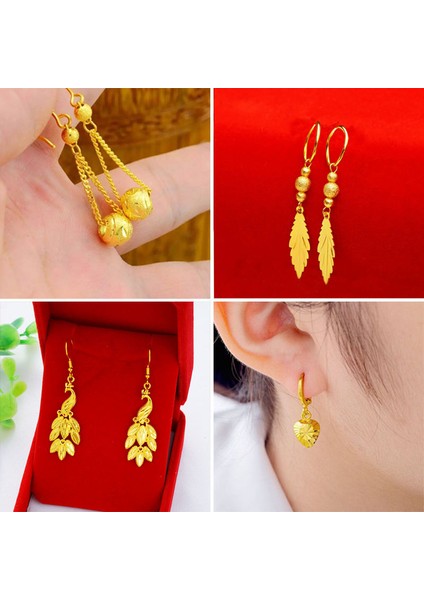 Vietnamca Kum Altın Küpeler Kadın Küpeleri Küpeler Uzun Süre Solmaz Tavus Kuşu Anka Kuşu Transfer Boncukları Yaprak Püskül Buzlu Küpeler (Yurt Dışından) fırsatları