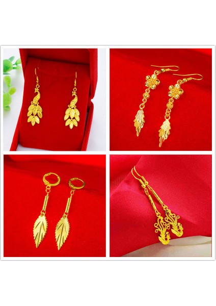 Vietnamca Kum Altın Küpeler Kadın Küpeleri Küpeler Uzun Süre Solmaz Tavus Kuşu Anka Kuşu Transfer Boncukları Yaprak Püskül Buzlu Küpeler (Yurt Dışından) indirimleri