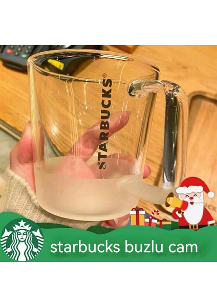 Starbucks Saf Beyaz Buzlu Cam Ofis Basit Kahve Fincanı Isıya Dayanıklı Büyük Kapasiteli Kupa Su Bardağı (Yurt Dışından)