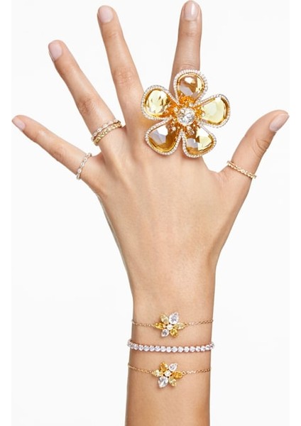 5650566 Swarovski Yüzük Florere:coctail Ring Flower Yellow Gold-Tone Plated Size:55