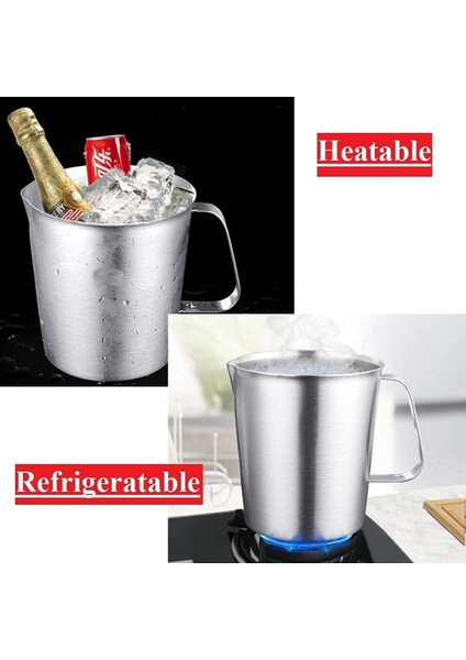 Kulplu Paslanmaz Çelik Beher 1000 mL - Isıya Dayanıklı