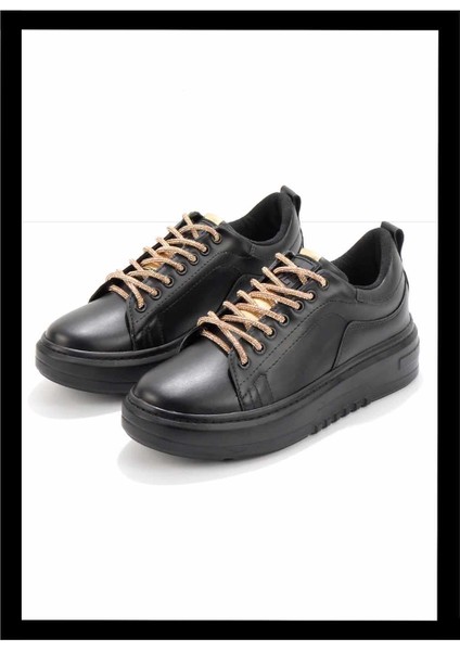 Siyah Rose Taşlı Kadın Sneaker K01345016009