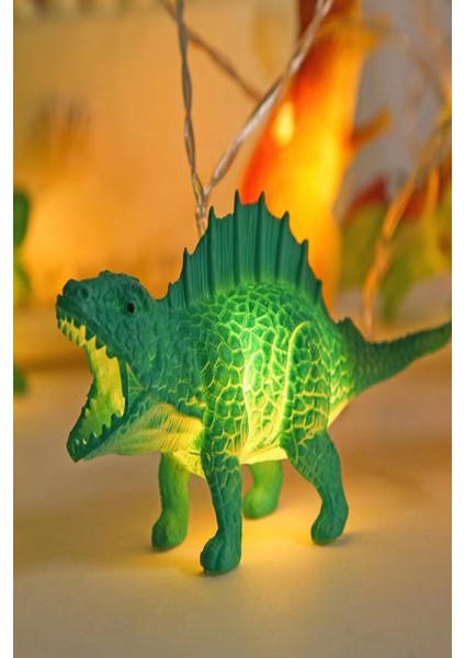 Dinozor String Light Çocuk Bebek Odası Aydınlatma 10 Adet Ledli Dinazor Pilli Işıklı 200 cm