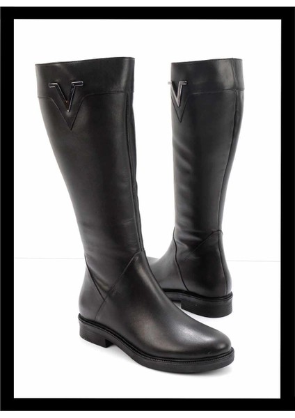 Siyah Hakiki Deri Kadın Çizme K03531269303