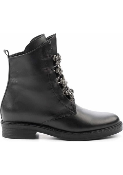 Siyah Hakiki Deri Kadın Bot & Bootie K02531206503