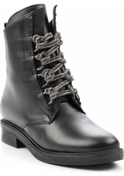 Siyah Hakiki Deri Kadın Bot & Bootie K02531206503